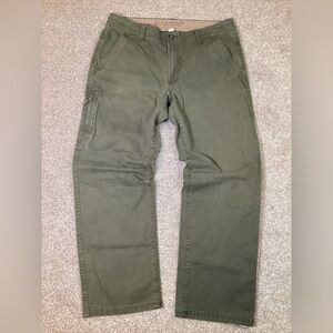Men's Durable Cargo Cotton Stretch Canvas Pants Olive Green